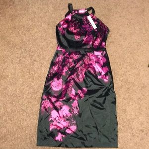 Tahari black floral dress